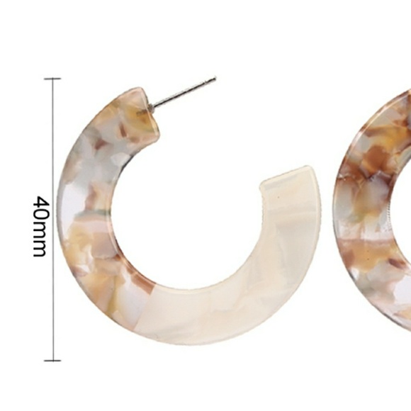 Cara Resin Flat Hoop Statement Earrings Acrylic - Picture 3 of 3